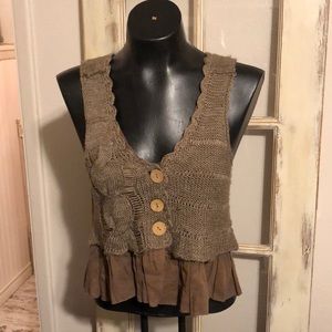 Ya Los Angeles Brown Knit Button-Front Top